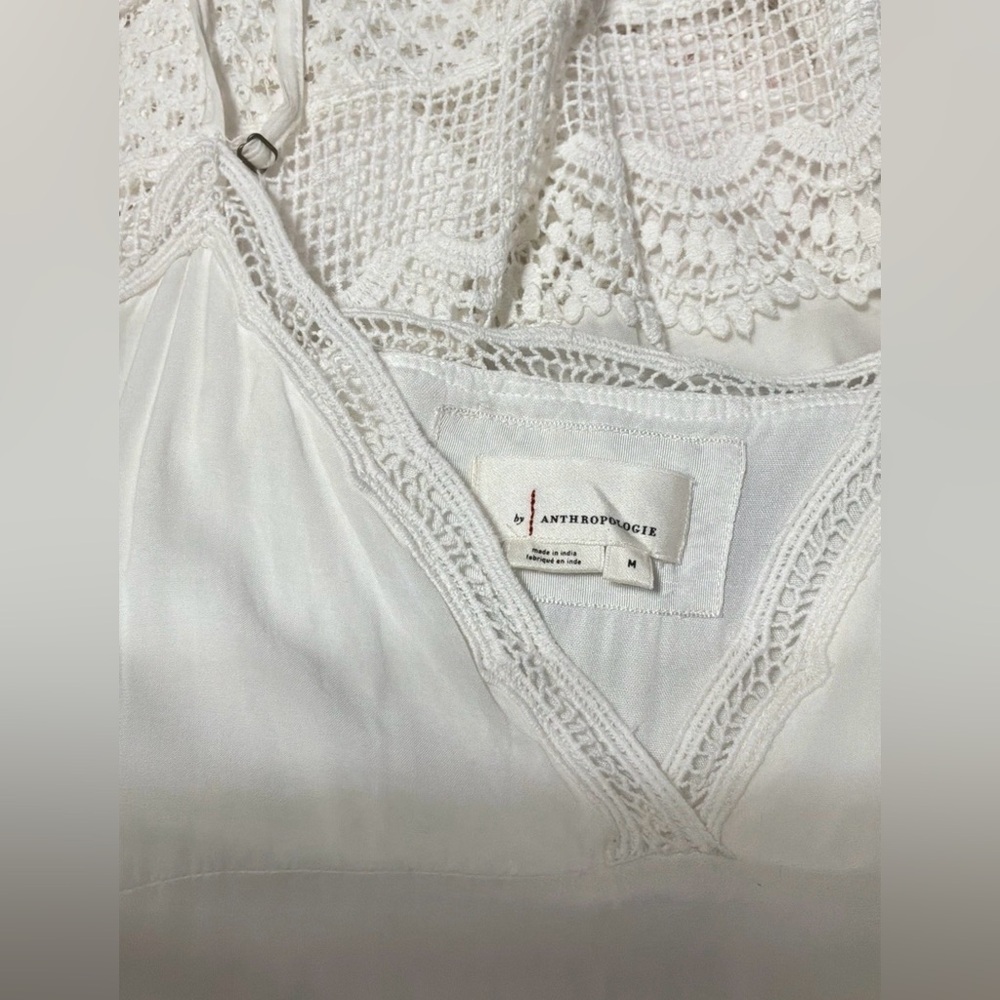 By Anthropologie Sleeveless V-Neck Lace Maxi Dress in White & Black Size Medium - Picture 5 of 12